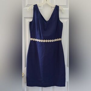 Lilly Pulitzer True Navy Sheath Dress w/Gold Band Size 12 Vintage